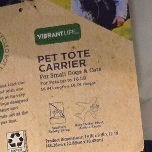 New Vibrant Life Pet Tote Carrier Airlines Approve Small Cat Dog Carrier